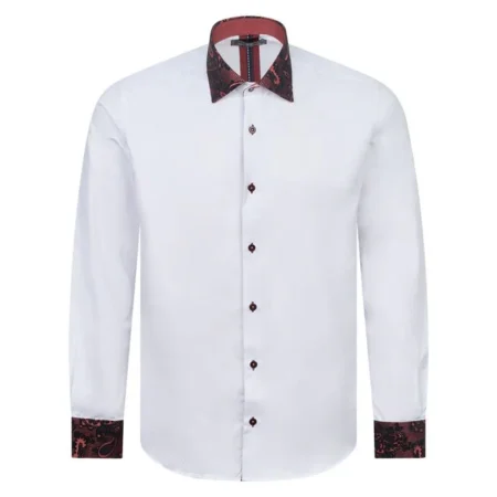 Santoro's White Shirt with Wine Paisley Detail