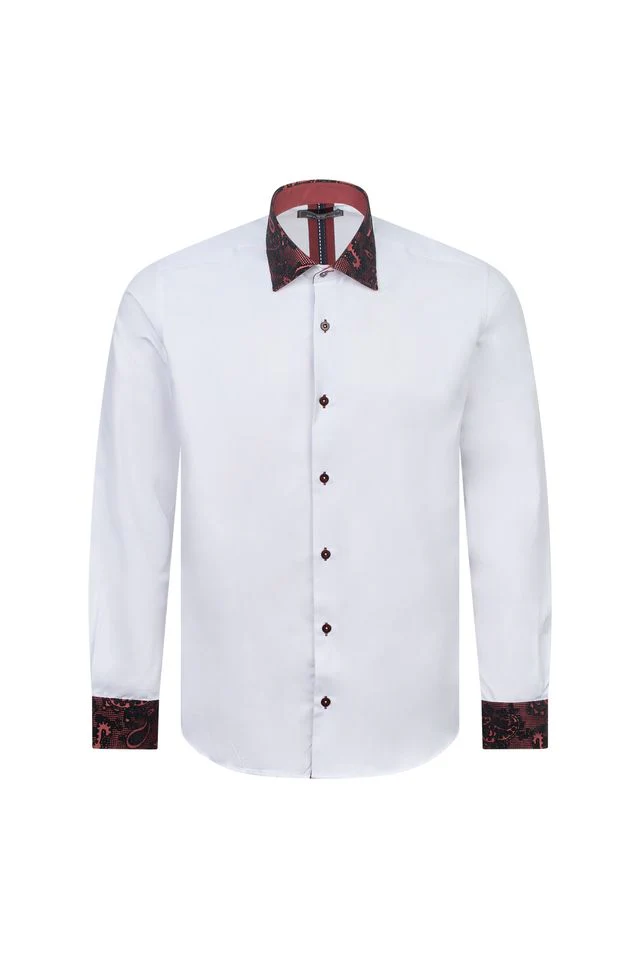 Santoro's White Shirt with Wine Paisley Detail