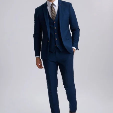 Mayfair Blue Textured Three Piece Suit