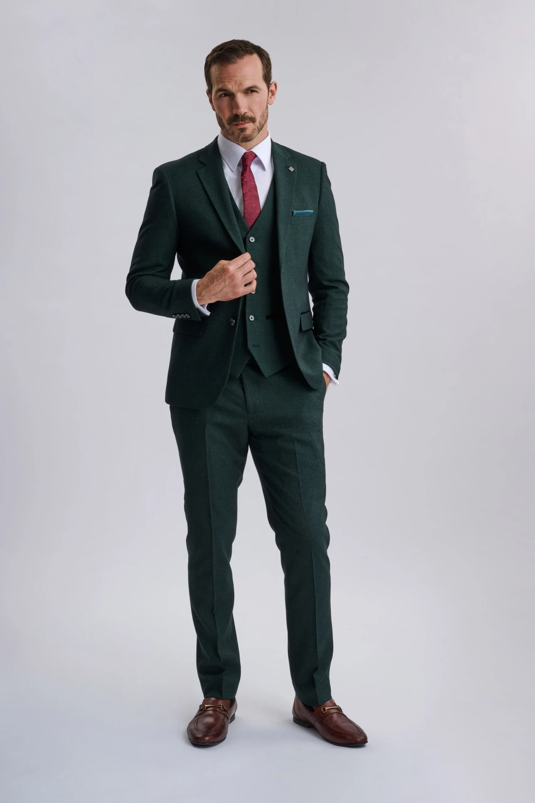 Regent Olive Double-Breasted Two Piece Suit